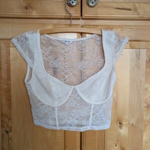 Garage White Lace Crop Top